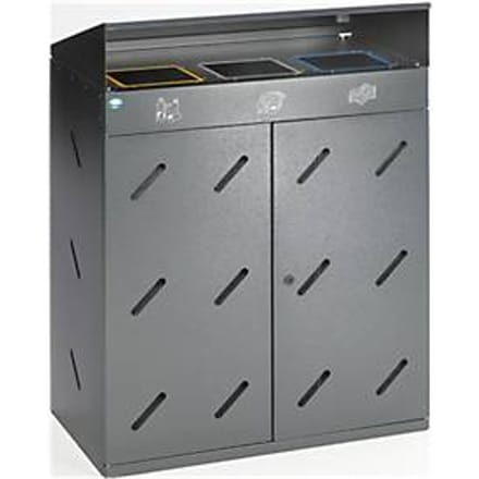 VAR afvalsorteerstation, 3-voudig, ijzerglans