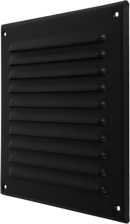 Zwart Vierkant Ventilatiekanaal Rooster met Gaas 195x195mm