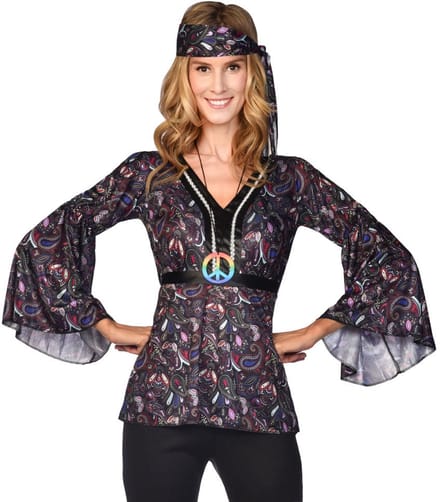 Regenboog Peace Ketting Hippie Kostuum Accessoire Kleurrijk 43 cm