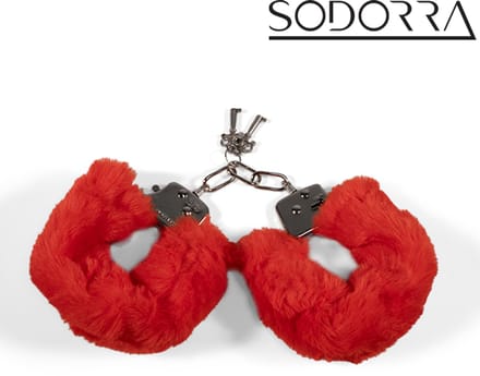 Sodorra - Fluff Cuffs Rood - Stevige stalen handboeien - Zacht pluche