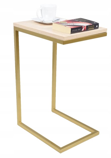 FutuStal - Bijzettafel - Gouden Frame - Dąb Sonoma