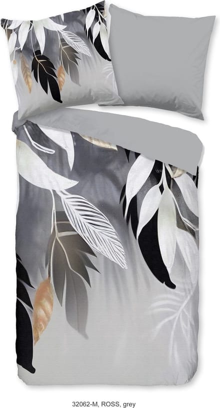 Pure dekbedovertrek bladeren - 1 persoons 140x200/220 cm - Grijs - Microvezel
