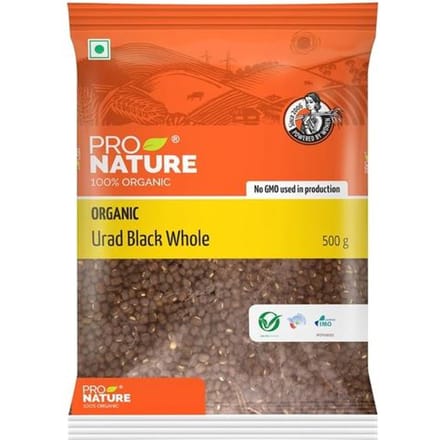 Pro Nature 100 % biologique Urad noir entier, 500 grammes yellow