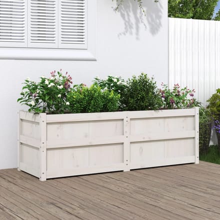 vidaXL - Plantenbak - 150x50x50 - cm - massief - grenenhout - wit