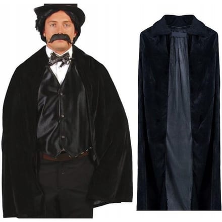 Cape Noire Vampire Chauve-souris Gentleman Rétro Halloween Carnaval 100Cm black