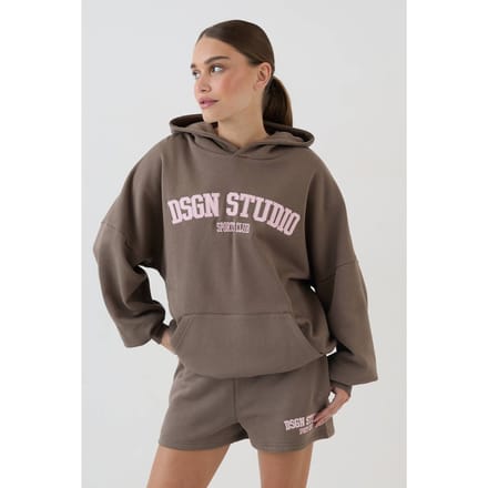 Dames Dsgn Studio Applique Oversized Hoodie | Taupe | Maat: Large