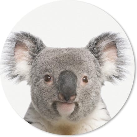 Muismat rond 20x20 cm - Mousepad Dieren - Koala - Wit - Ronde muismatten