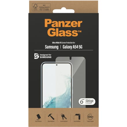 PanzerGlass Screenprotector geschikt voor Samsung Galaxy A54 Glazen | PanzerGlass Ultra-Wide Fit Screenprotector - Case Friendly