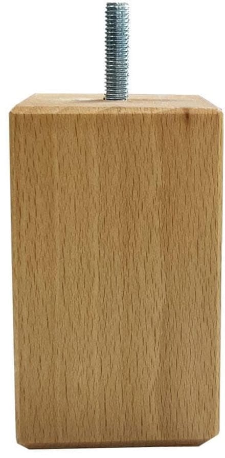 Meubelpoot vierkant 5 bij 5 cm en hoogte 10 cm van massief hout (M8) - Set van 4 stuks