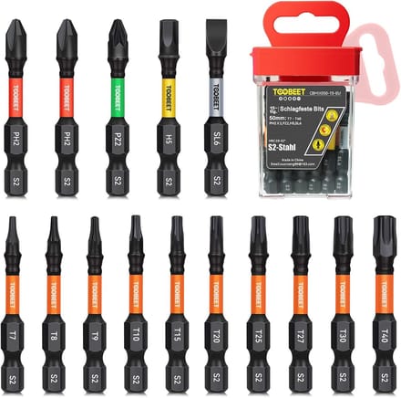 Solidchoice - 15-delige Impact Schroefbitset van 50 mm met Opbergdoos
