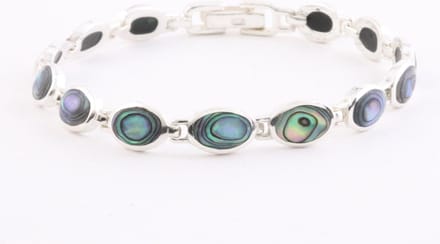 Zilveren schakelarmband met abalone schelp