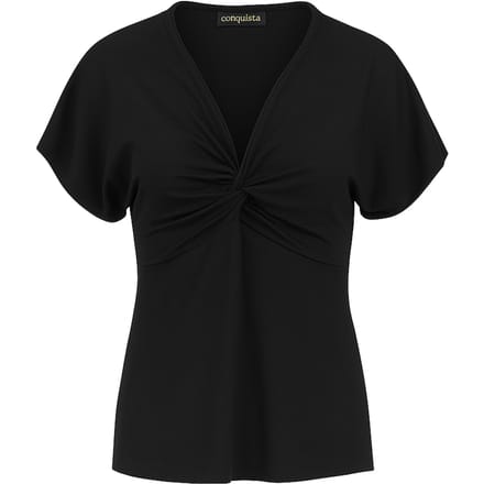 Zwarte jersey top met gedraaide voorkant – Conquista