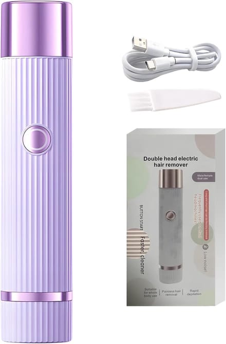 Elektrisch Scheerapparaat - Ontharingsapparaat Bikini - Gladde Huid - Dubbele Scheerkop - 18 cm Reisformaat - Roze Paars