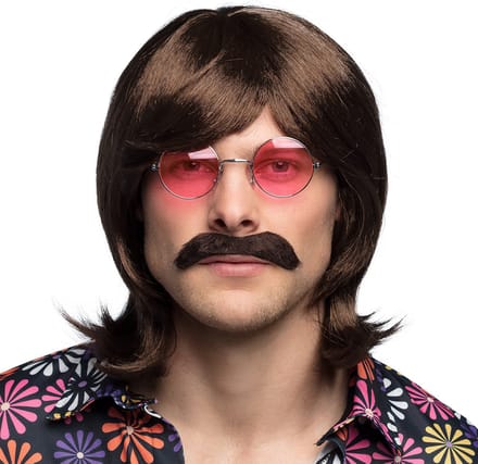Boland - Pruik Gary Bruin - Steil - Halflang - Mannen - Danser/danseres - 60's & 70's - Hippie & Flower Power