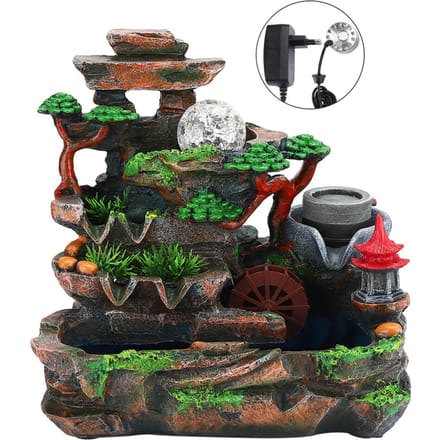 Unieke Hars Desktop Waterfontein Landschapsdecoratie Huisornament met VerstuivingseffectEU black