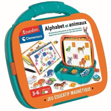 Mallette Lettres & Animaux magnétiques - Clementoni - Des 3 ans - Multicolore - Intérieur