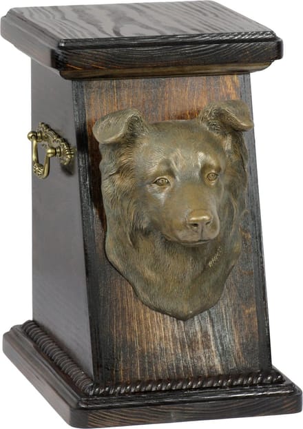 Elegante urn hond voor hondenas met Border Collie beeldje