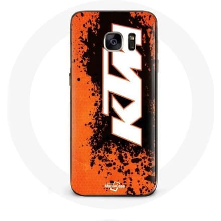 Coque - KTM - Galaxy S7 - Logo blanc - Fond orange - Protection rigide blanc