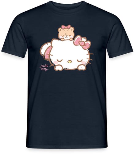 Hello Kitty Met Teddy Op Haar Rug T-Shirt Heren
