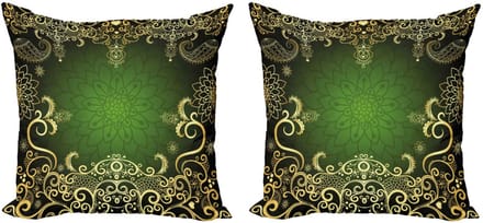 ABAKUHAUS Mandala Kussenhoes Set – 2x45 cm – Mikrofaser Groen