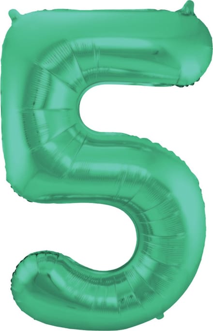 Folat - Folieballon Cijfer 5 Groen Metallic Mat - 86 cm