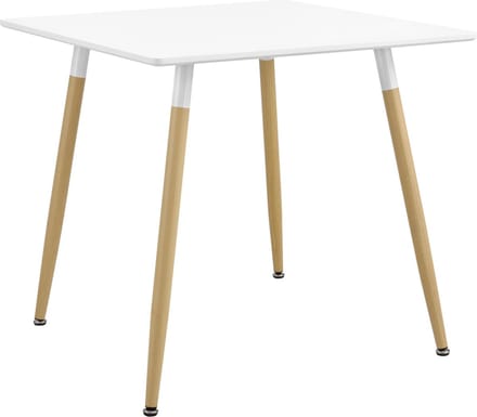 Eettafel vierkant MDF en staal 80x80x74 cm wit en hout