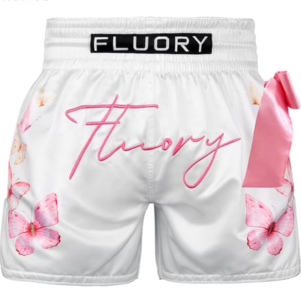 Fluory Muay Thai Kickboxing Shorts Butterfly Wit Roze - S