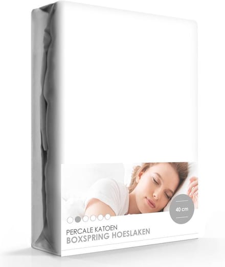 Boxspring - Waterbed - Percale Katoen Hoeslaken Extra Hoog Wit-140 x 200 cm