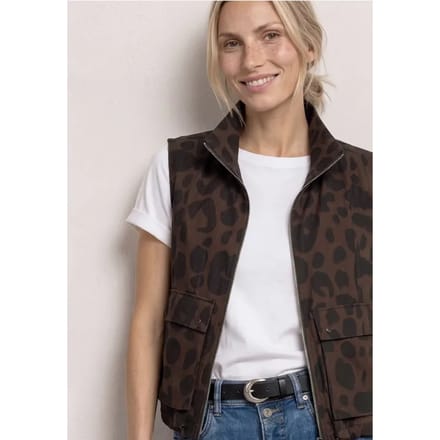 Vest met opstaande kraag en leopatroon
