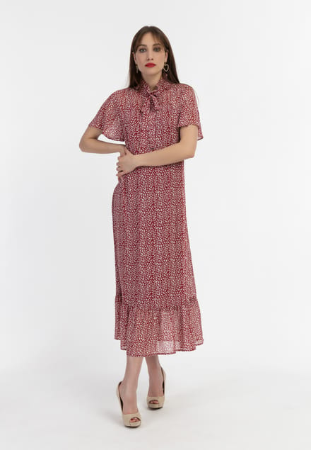 Faina Midi-jurk van chiffon Dames rood wit