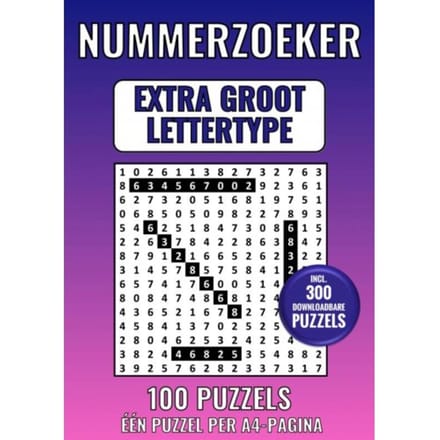 Nummerzoeker Extra Groot Lettertype - 100 Puzzels - Eén Puzzel Per A4-Pagina - Groot Lettertype Boeken