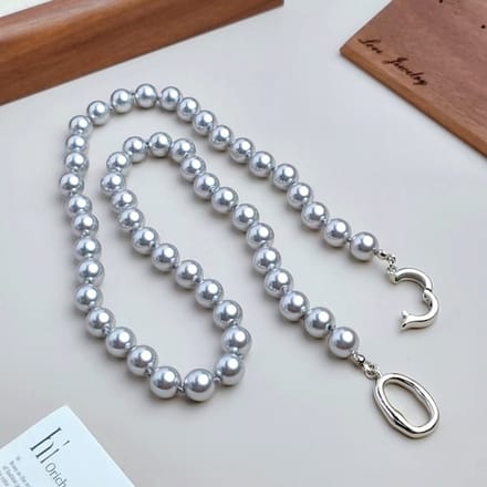 Tijdloze Grijze Parel Kralen Ketting
