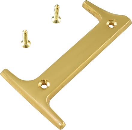Huisnummer 1 (Een) - Gepolijst Messing – 5.5 x 100mm – Schroefbaar