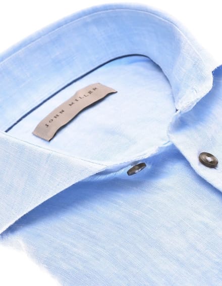 Linnen overhemd John Miller Tailored Fit lichtblauw