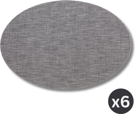 ZICZAC - Placemat PURUS - SET/6 - Microban, antibacterieel - Ovaal, donkergrijs