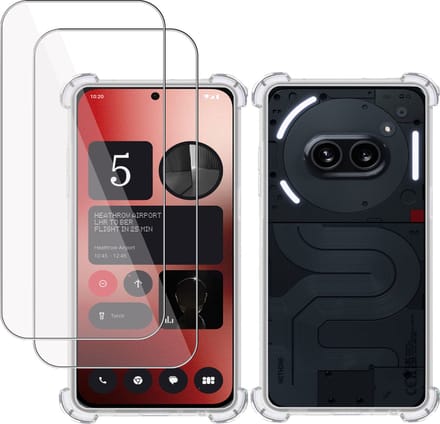 Hoesje + 2x Screenprotector geschikt voor Nothing Phone 2a / 2a Plus – Tempered Glass - Extreme Shock Case Transparant