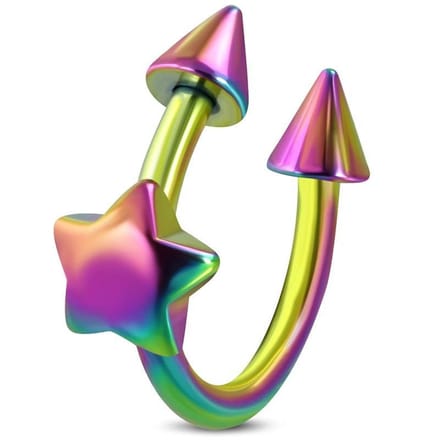 Aramat Jewels - Regenboog ster ringetje piercing - Chirurgisch staal