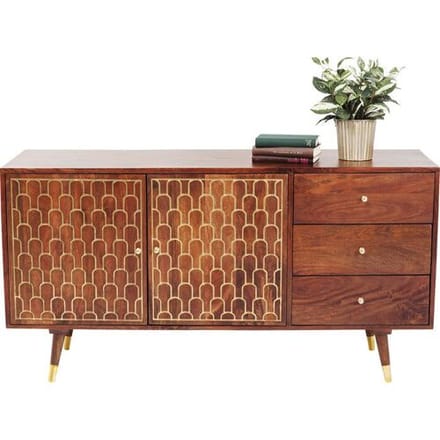 Kare Design Muskat Dressoir 2-Deurs/3-Laden - B145 X H45 X H75 Cm - Bruin Mangohout