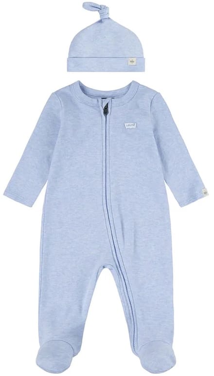 Levi's Unisex Footed Coverall & Hat Set Ltmistheather Größe: 6M | Strampler Outlet | kids