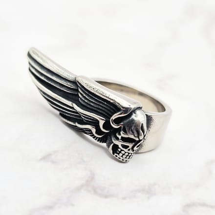 Mei's - Muse Winged Skull - ring heren - RVS zilver - ringmaat 55 mm