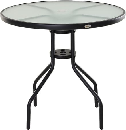 Outsunny - Balkontafel - met Parasolgat - Rond - Zwart