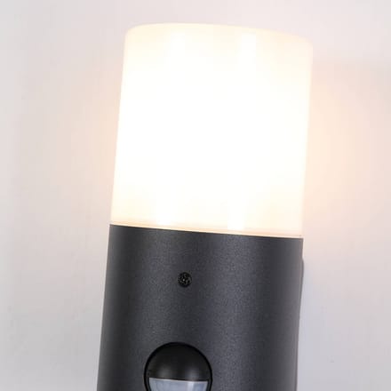 Searchlight Buitenwandlamp Cannes, hoogte 17 cm, zwart/wit, 1-lamp, met sensor