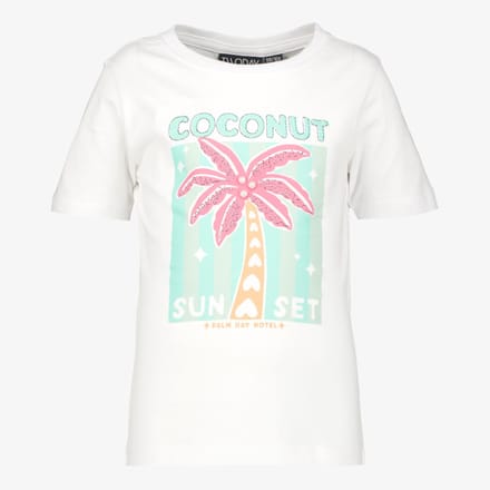 TwoDay meisjes T-shirt met palmboom wit - Maat 92