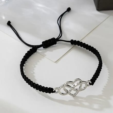 Nivard Armband - Staal - Nep Zilver - Dames - Zwart/Hart