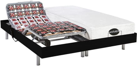 Vente-unique Bed met elektrische lattenbodem hout zwart 2 x 70 x 190 cm