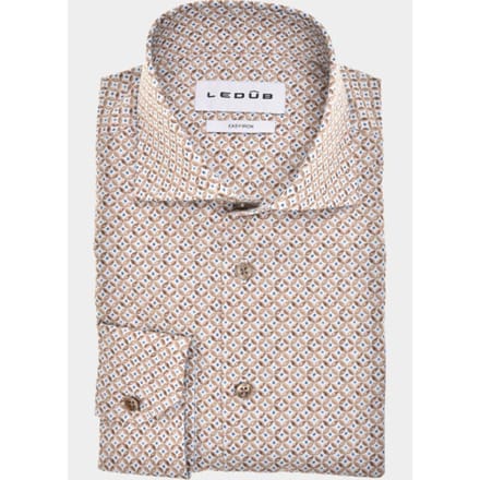 Ledûb Overhemd Fantasy Abstract Pattern Easy-Iron Cotton Licht Bruin / male