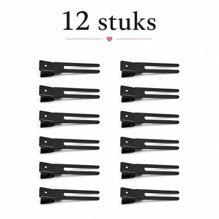 Haar in Stijl® 12 2-Benig Metal Clips Mat Zwart - Pin Curls Klem