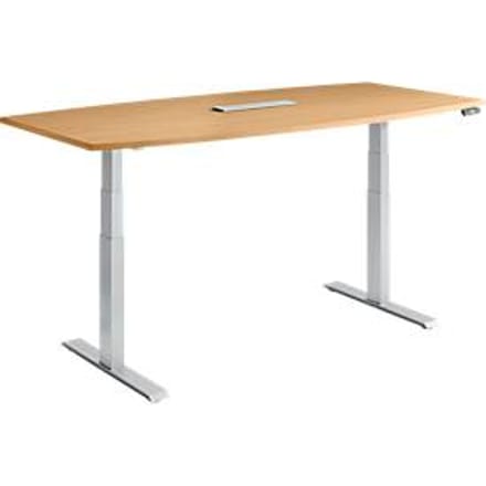 Schäfer Shop  Genius MODENA FLEX vergadertafel, elektrisch in hoogte verstelbaar, bootvorm, T-poot, B 2000 mm