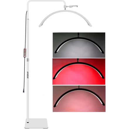 Andoer HDM6XR 36W Lampe Vidéo LED de Sol en Forme de Demi-Lune Lumière d'Appoint Dimmable avec 5600K Blanc UK Plug blanc