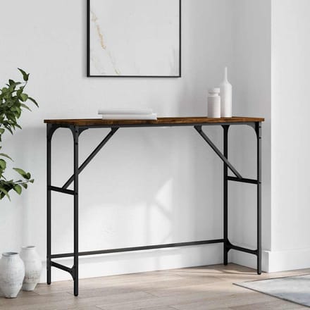 vidaXL - Wandtafel - 100x32x75 - cm - bewerkt - hout - gerookt - eikenkleurig
